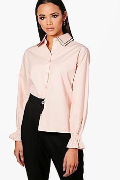 Boohoo Ivy Embriodered Collar Detail Shirt