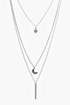 Boohoo Erin Skinny Pendant Necklace Pack Silver
