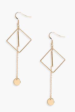 Boohoo Zoe Square Coin Drop Earrings