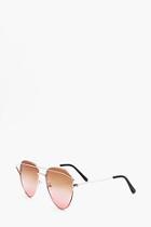 Boohoo Aviator Sunglasses With Pink Lens