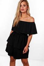 Boohoo Plus Casey Off The Shoulder Ruffle Dress