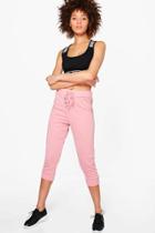 Boohoo Rose Fit Crop Running Joggers Pink