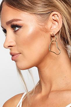 Boohoo Double Link Distorted Hoop Earrings