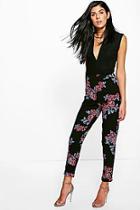 Boohoo Priya Winter Floral Skinny Stretch Trousers