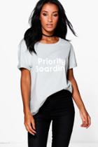 Boohoo Ella Priority Printed Oversized T-shirt Mint