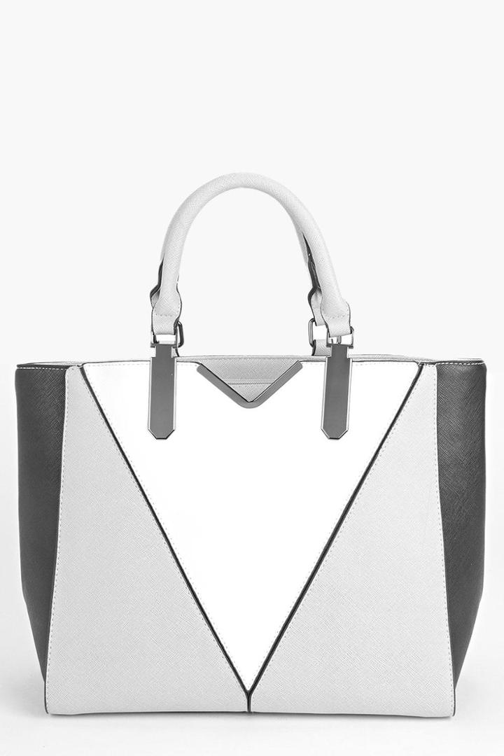 Boohoo Lola Colour Block Structured Day Bag Grey