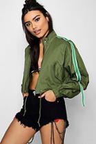 Boohoo Emma Cropped Utility Jacket With Sports Tape