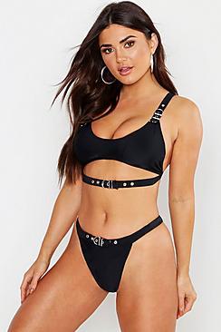 Boohoo Eyelet Crop Bikini