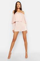 Boohoo Tall Ruffle Off The Shoulder Playsuit