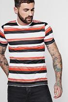 Boohoo Stripe Printed Man Embroidered T-shirt