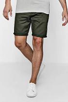 Boohoo Mid Length Chino Short In Khaki