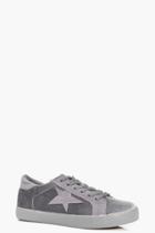 Boohoo Daisy Velvet Star Lace Up Trainer Grey