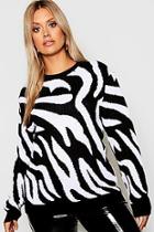 Boohoo Plus Zebra Knitted Jumper