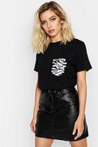 Boohoo Zebra Foil Pocket Graphic Tee