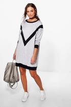 Boohoo Maddie Contrast Knit Oversized Dress Grey