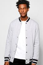 Boohoo Jersey Baseball Jacket Grey