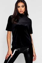 Boohoo Turtle Neck Velvet Top