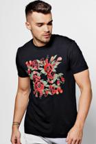 Boohoo Floral Print T Shirt Black