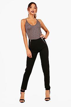 Boohoo Sadie Zip Detail Tailored Skinny Trouser