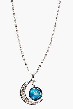 Boohoo Ava Galactic Moon Pendant Necklace