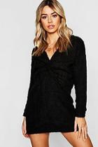 Boohoo Petite Knot Front Knitted Jumper Dress