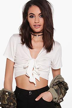 Boohoo Tie Front Crop
