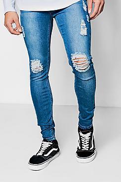 Boohoo Lightly Distressed Spray On Skinny Jeans