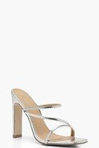 Boohoo Wide Fit Snake Metallic Heels