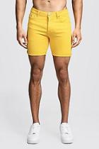 Boohoo Skinny Fit Yellow Denim Shorts