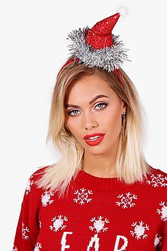 Boohoo Ivy Christmas Santa Sequin Hat Headband