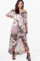 Boohoo Plus Jess Off The Shoulder Floral Maxi Dress