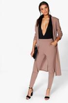 Boohoo Harriet Pocket Scuba Crepe Tapered Trouser Mocha