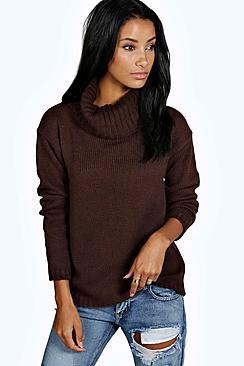 Boohoo Emma Cowl Neck Soft Knit Jumper