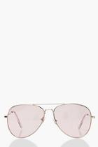 Boohoo Pale Pink Lens Aviator Sunglasses