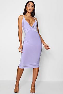Boohoo Twist Knot Detail Midi Dress