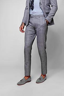 Boohoo Grid Check Skinny Fit Trousers
