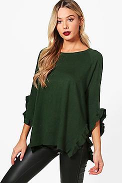 Boohoo Micro Ruffle Detail Knitted Top