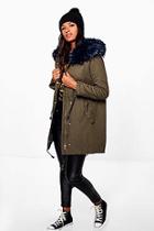 Boohoo Elizabeth Faux Fur Long Parka
