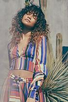 Boohoo Zendaya Stripe Plunge Neck Top