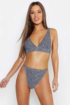 Boohoo Petite Spot Triangle High Waist Bikini