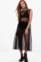 Boohoo Kelly Spotty Maxi Top Black