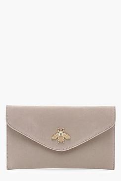 Boohoo Metal Bug Envelope Clutch & Chain