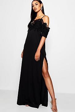 Boohoo Tall Amy Crochet Lace Trim Maxi Dress