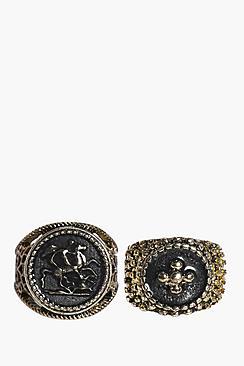 Boohoo Emma Vintage Style 2 Ring Pack