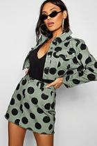 Boohoo Green Polka Dot Denim Skirt