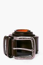 Boohoo Brown Pu Belt With Silver Burnished Buckle