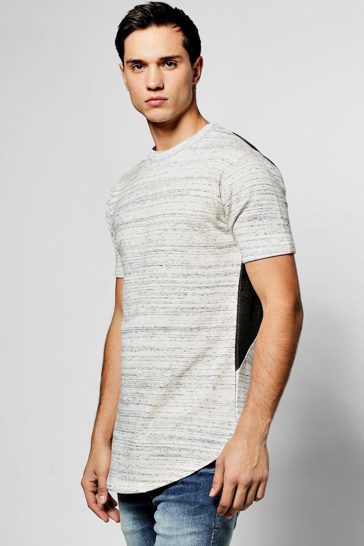 Boohoo Side Panel Space Dye Short Sleeve T-shirt Ecru