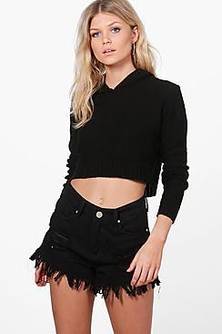 Boohoo Nicola Hooded Crop Jumper