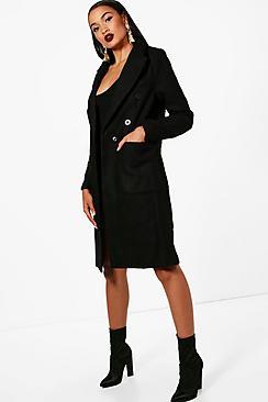 Boohoo Fliss Double Breasted Wool Look Coat