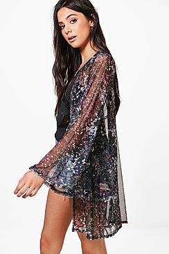 Boohoo Bethany Floral Mesh Kimono